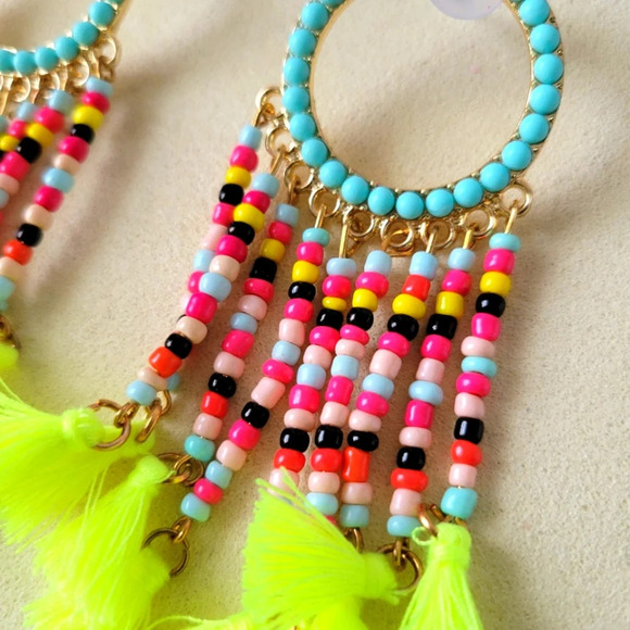 Beaded Tassel Earrings / Fun & Flirty / Multi-colored - Picture 5 of 5